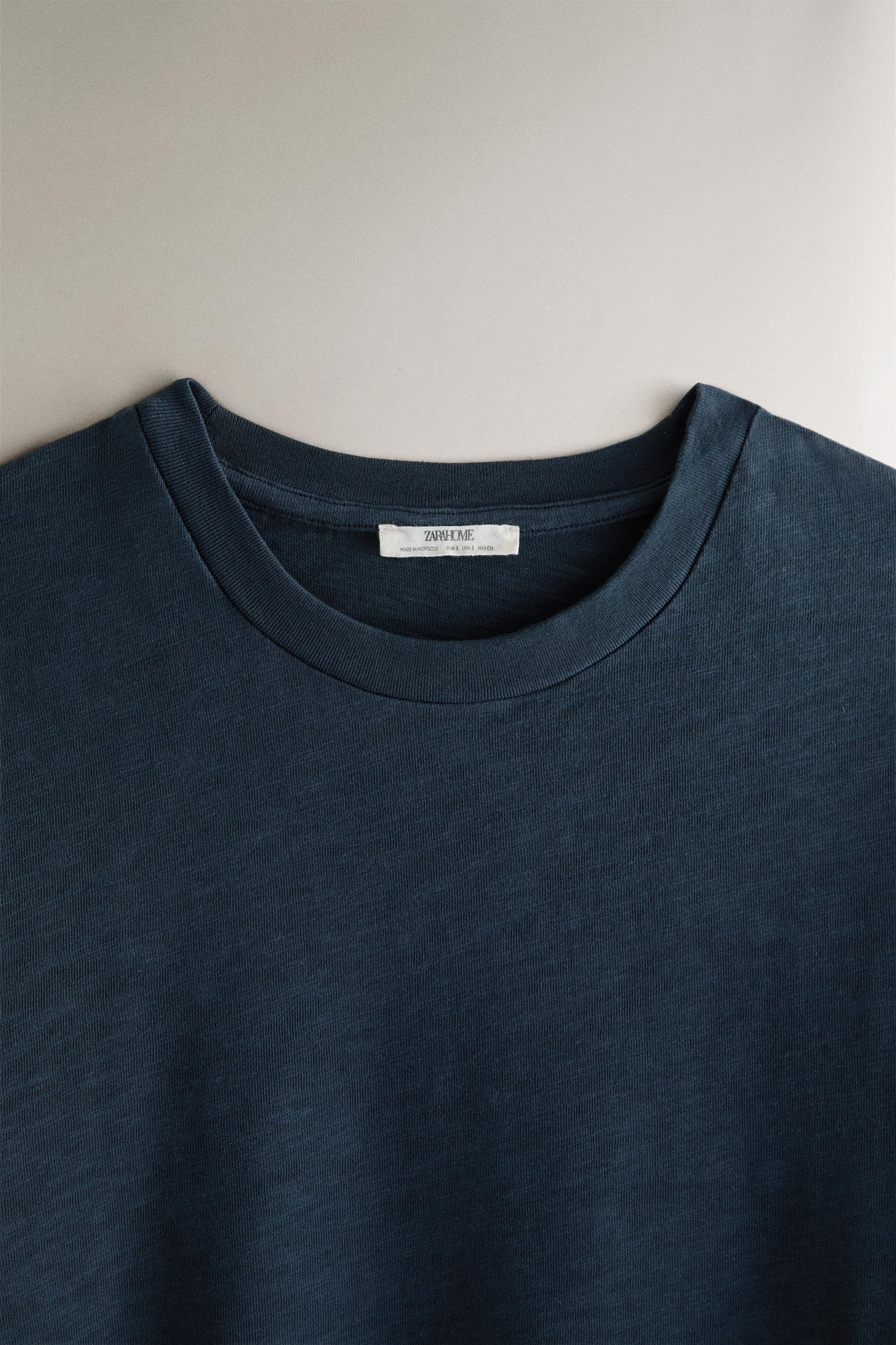 SHORT SLEEVE COTTON T-SHIRT — Indigo