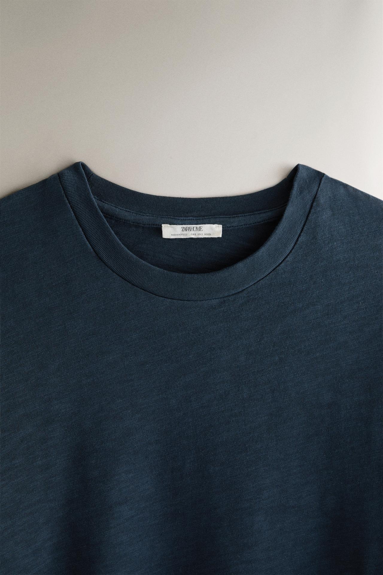 SHORT SLEEVE COTTON T-SHIRT — Indigo