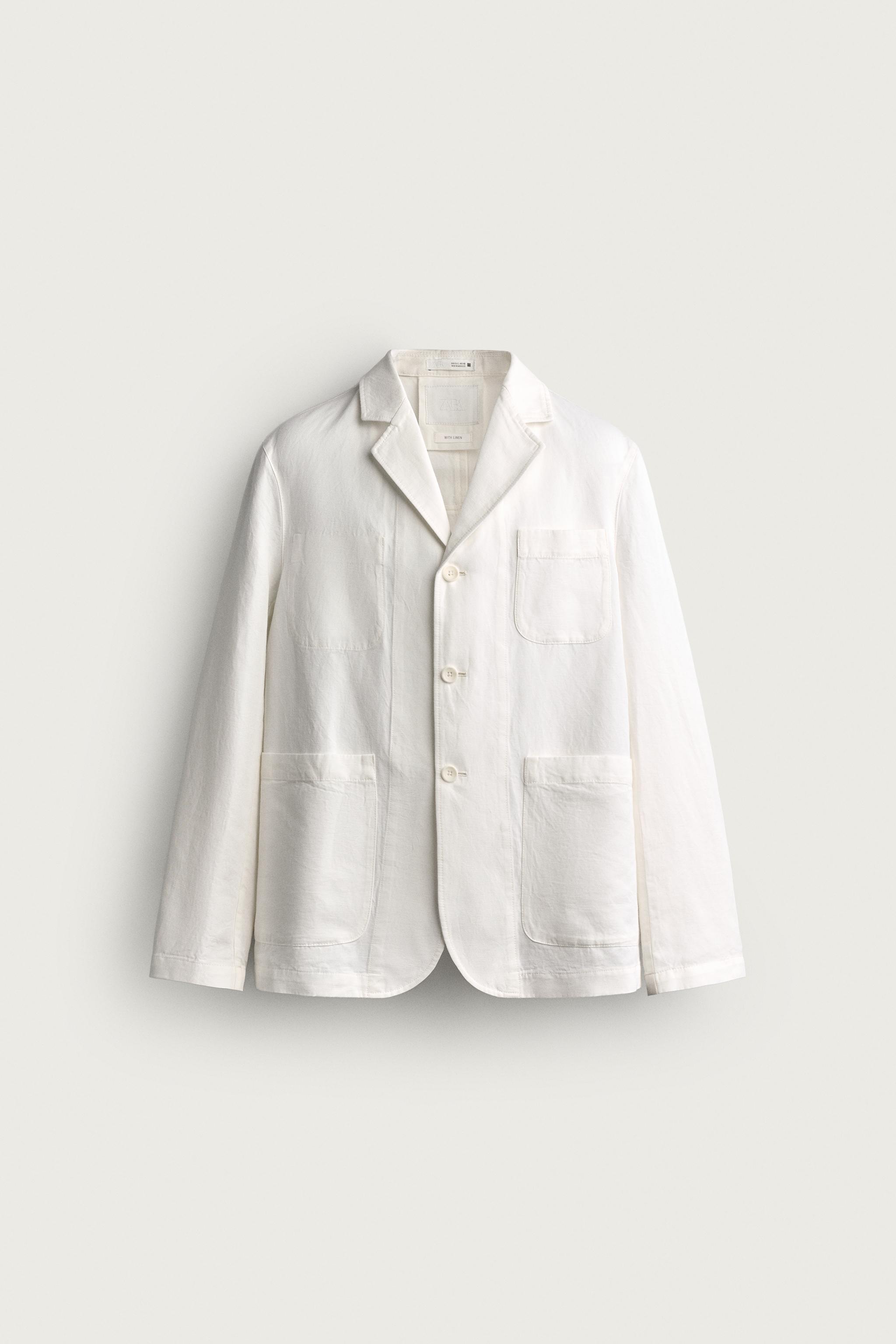 ポケット付きレギュラーフィットシャツジャケット - ホワイト | ZARA