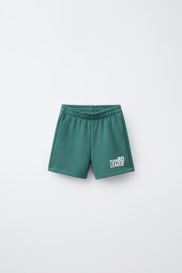 Zara LABEL JOGGING SHORTS - Mid-green - Image 0