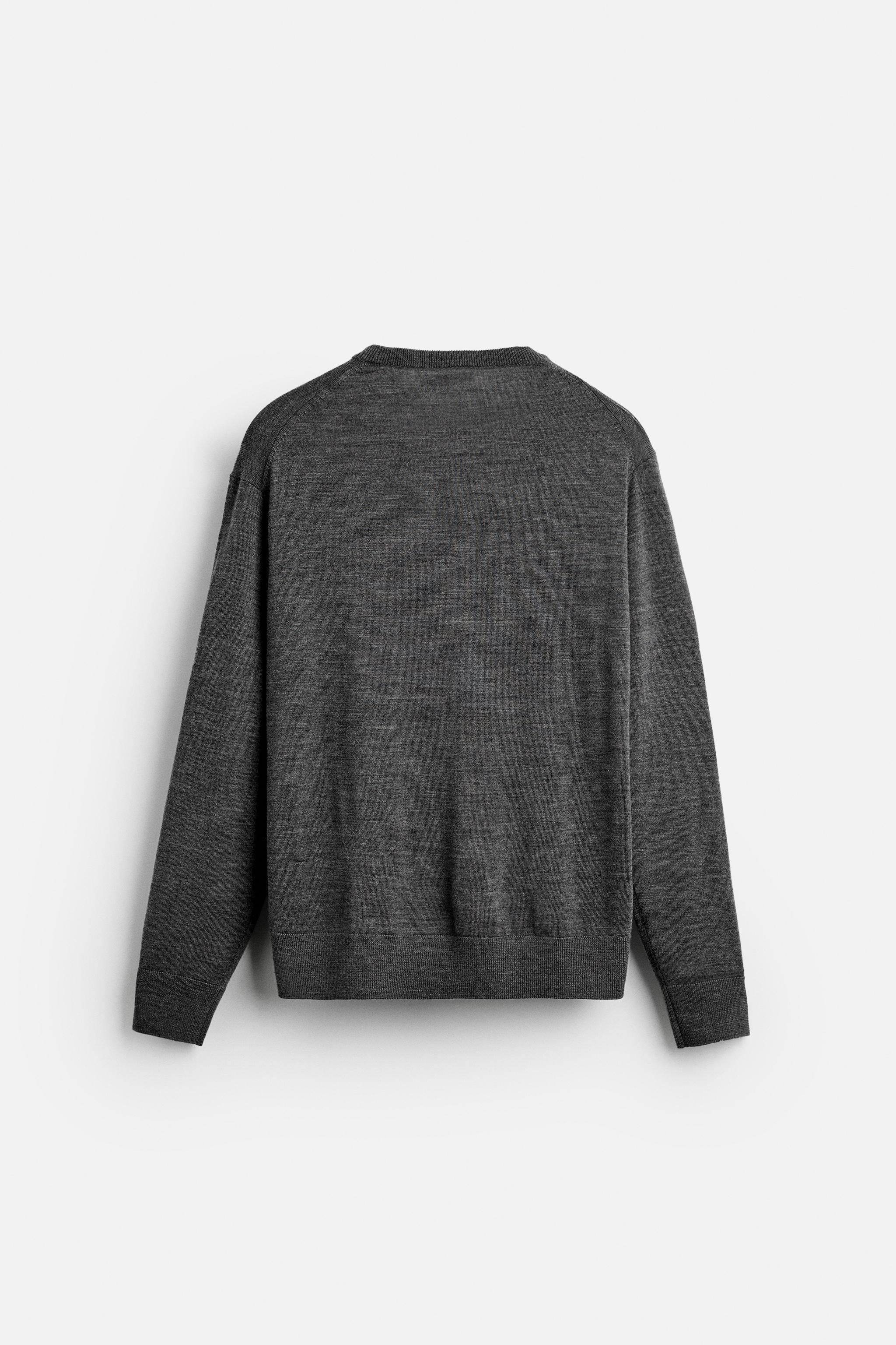 Zara Man 100% ExtraFine purchases Wool Grey Sweater L