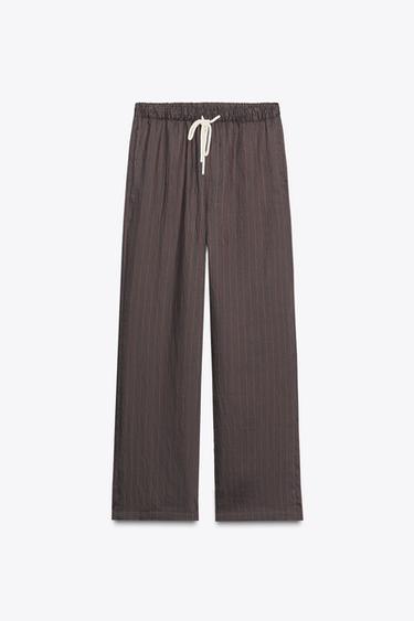 PANTALÓN PIJAMERO RAYAS ZW COLLECTION - Marrón chocolate de Zara