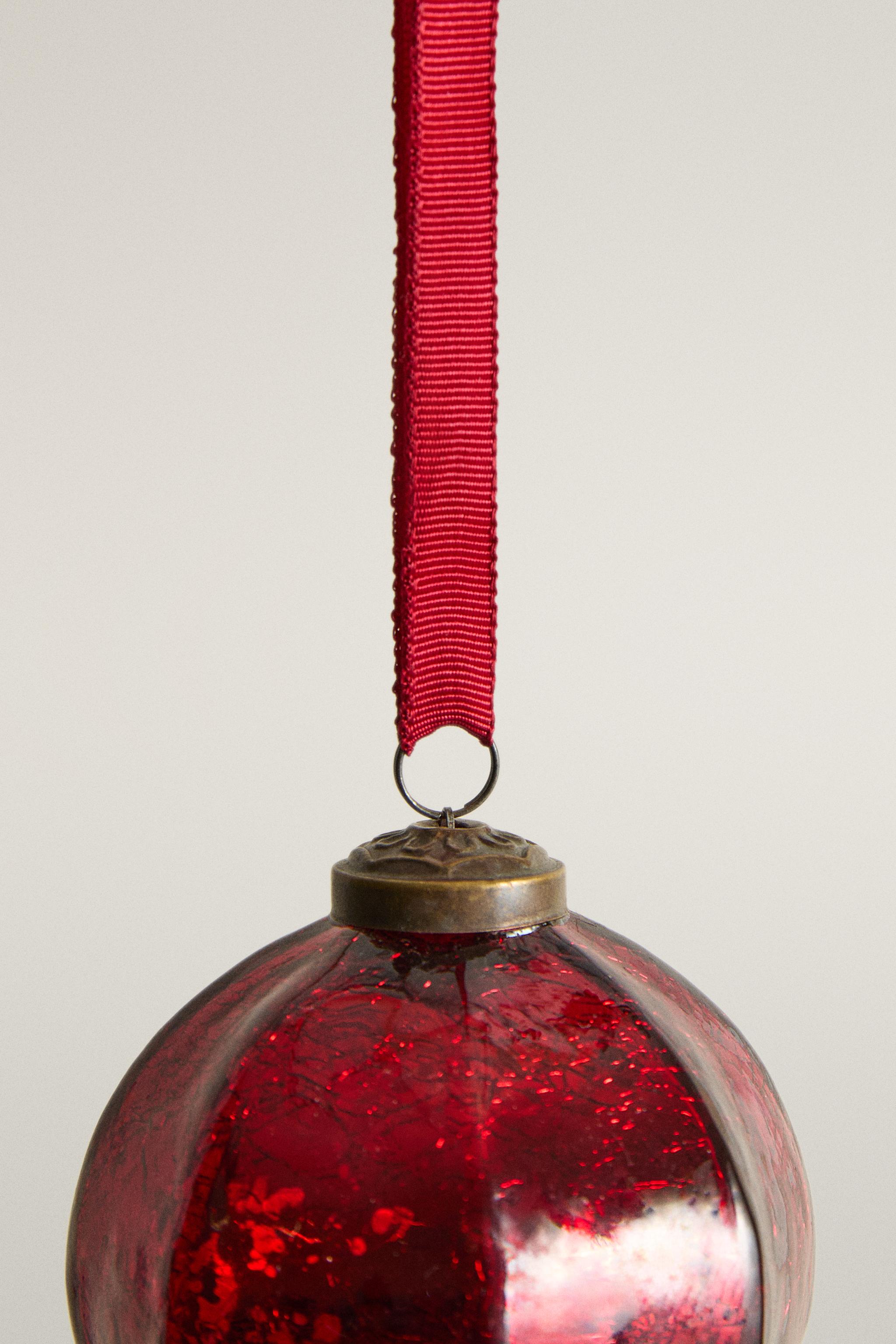 TEXTURED GLASS BAUBLE CHRISTMAS TREE ORNAMENT