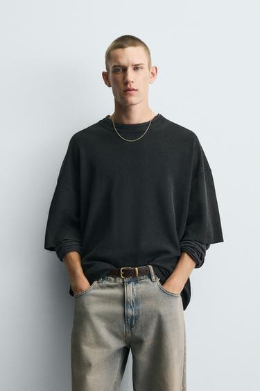 CAMISETA DE MALHA ESTAMPADA - Cinza-antracito da Zara