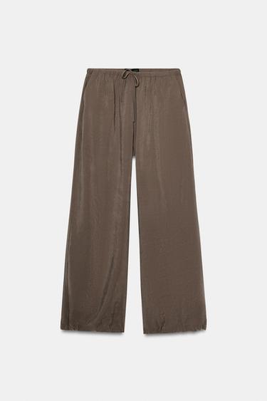 PANTALÓN FLUIDO BAJO AJUSTABLE - Marrón chocolate de Zara