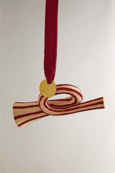 DÉCORATION SAPIN TROMPETTE PAILLETTE NOËL - Écru / Rouge de Zara - Image 1