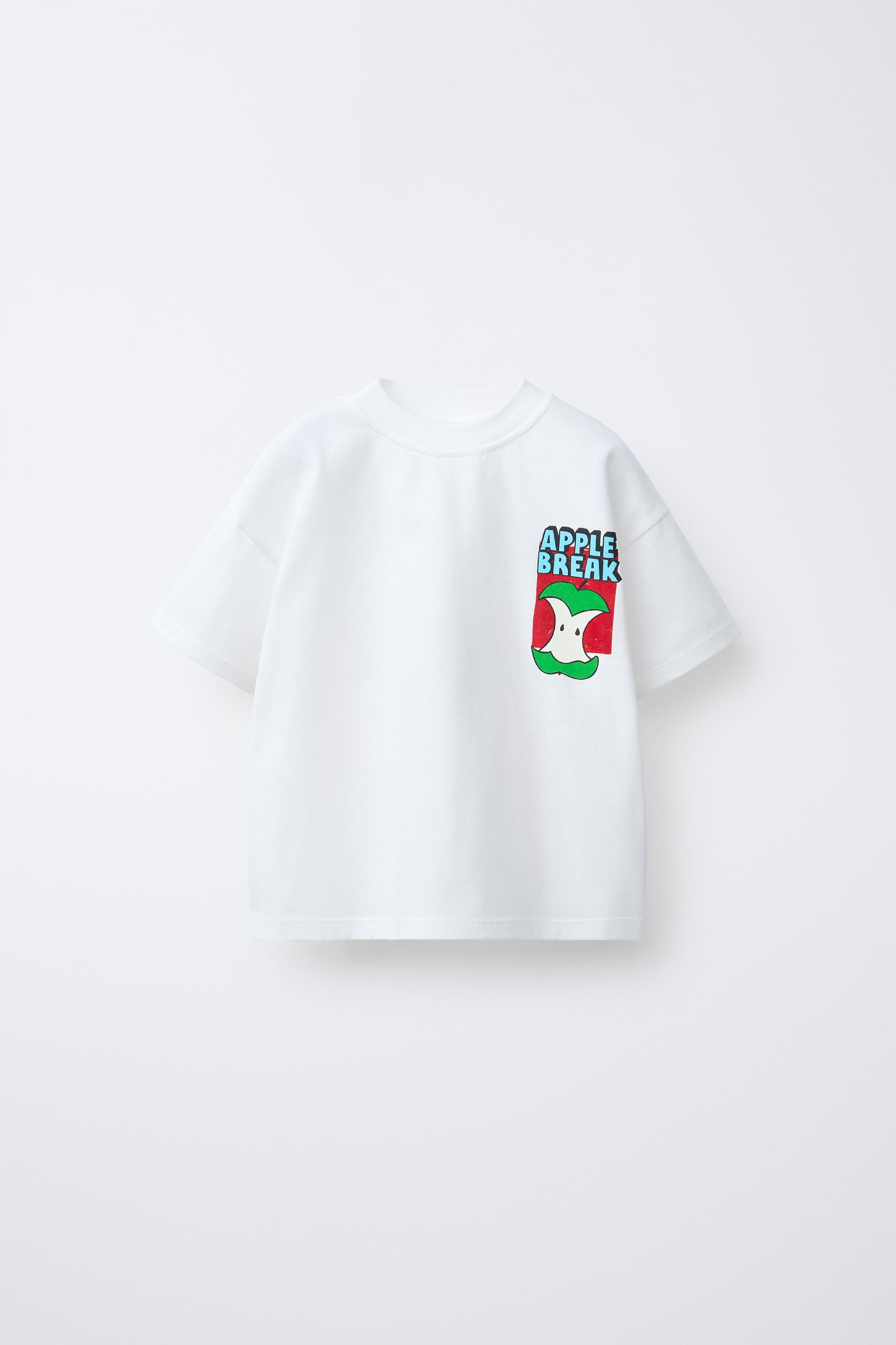 APPLE PRINT T-SHIRT - Oyster-white | ZARA United States