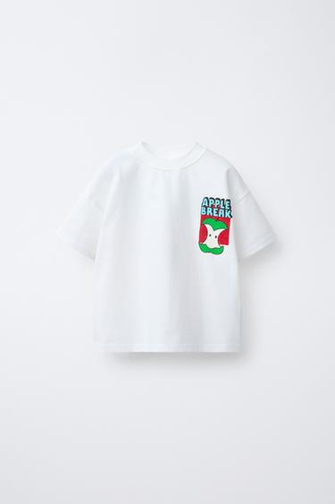 APPLE PRINT T-SHIRT - Oyster-white by Zara