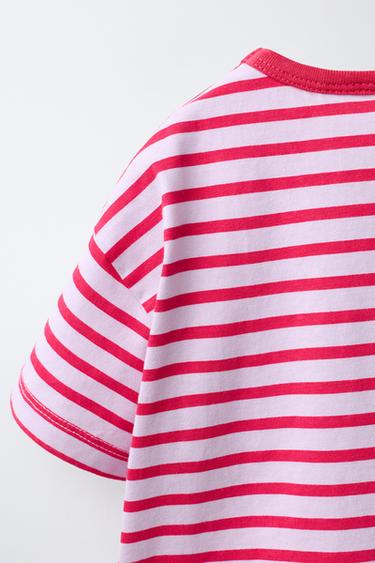 T-SHIRT À RAYURES - Rouge de Zara - Image 3