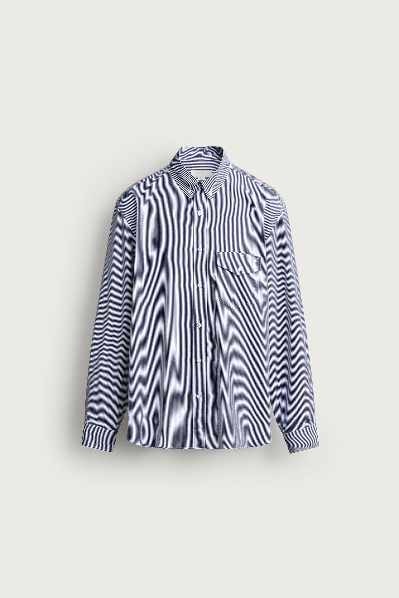 STRIPED REGULAR-FIT SHIRT — Blue / White
