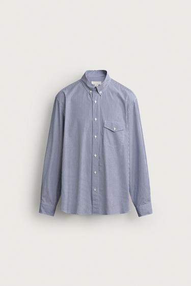 REGULAR FIT STRIPED SHIRT - Blue/White by Zara