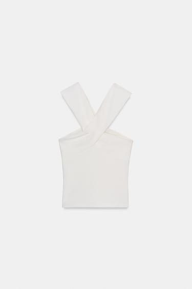 TOP BOUCLÉ CROISÉ - Blanc cassé de Zara - Image 6