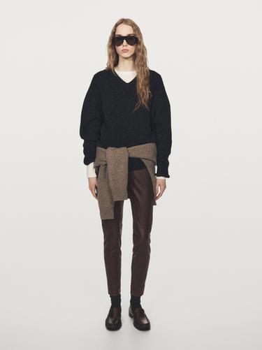 Zara Nappa leather leggings - Brown