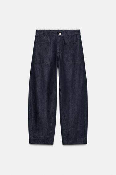 ZW COLLECTION DENIM TROUSERS WITH POCKETS - Blue by Zara - Image 4