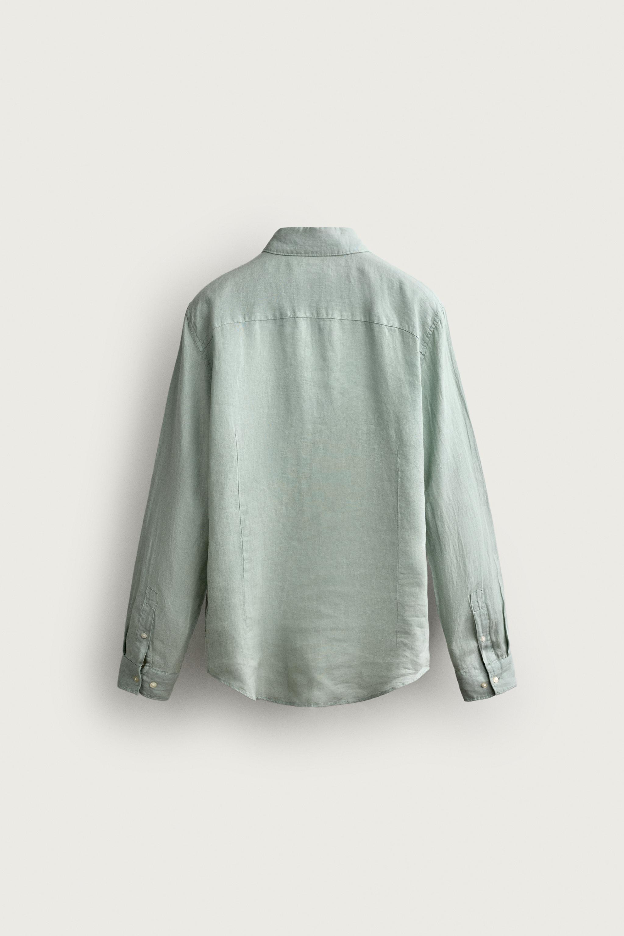 Мужские рубашки Zara 100% LINEN REGULAR FIT SHIRT — фото 8