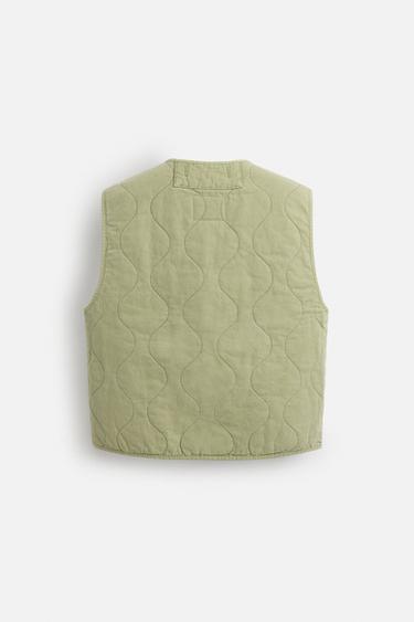 GILET SANS MANCHES MATELASSÉ DÉLAVÉ - Vert de Zara - Image 7