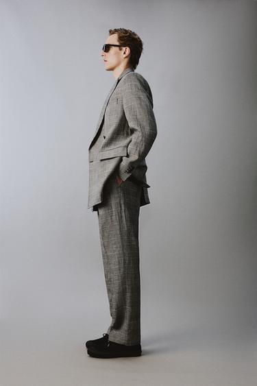 VESTE CROISÉE COSTUME CARREAUX LAINE - LIN AARON LEVINE X ZARA - Blanc / Noir de Zara - Image 3