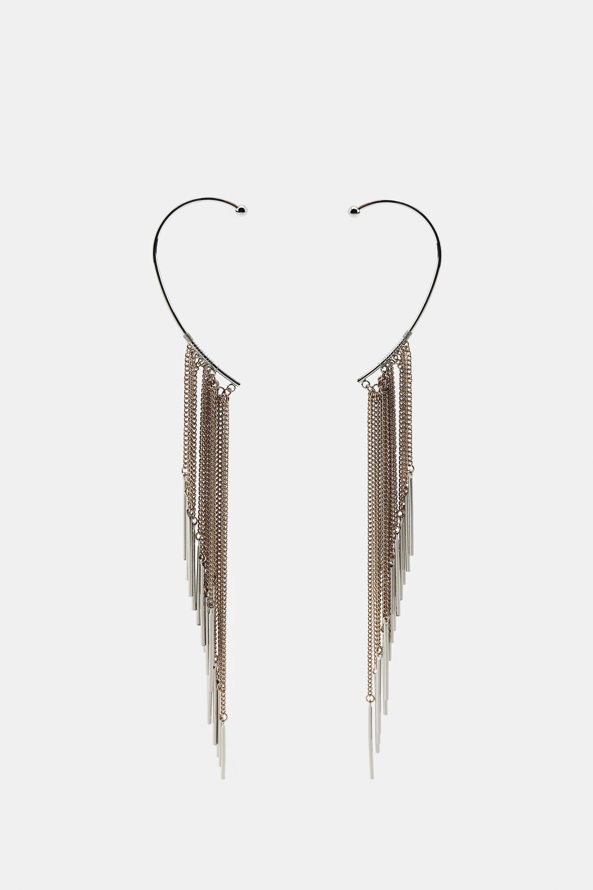 CHAIN CASCADE EAR CUFF EARRINGS - Gold / Silver | ZARA