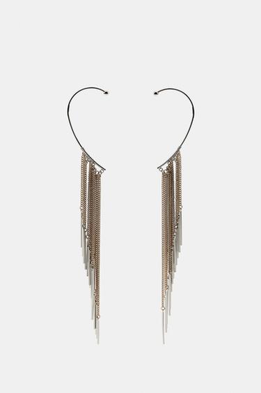 ORECCHINI EAR CUFF A CASCATA CON CATENE - Oro / Argento di Zara