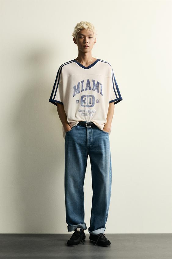 CAMISETA RELAXED FIT ESTAMPADO FÚTBOL RETRO - Blanco roto de Zara - Imagen 0