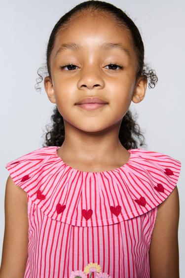 TOP À RAYURES BRODERIES SISSEL EDELBO X ZARA KIDS - Fuchsia de Zara