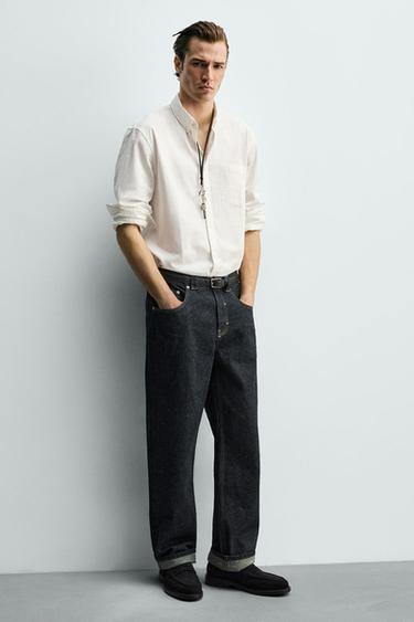 LEATHER PENNY LOAFERS - Blue by Zara - Image 1