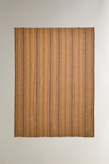 Zaras RANDIG LINNEPLÄD - Sandfärgad - Bild 0