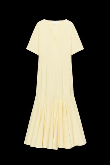 Zara ZW COLLECTION POPLIN DRESS - Light yellow - Image 0