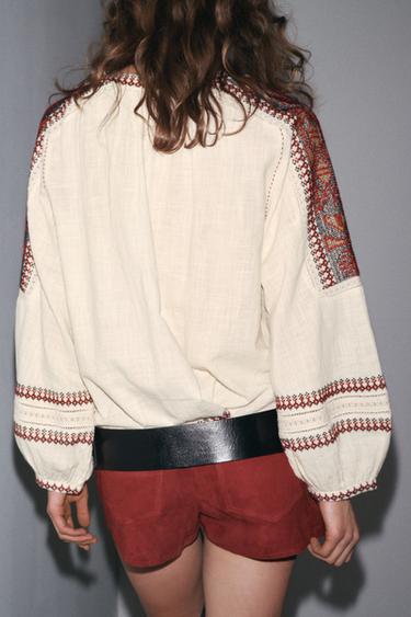 EMBROIDERED BLOUSE ZW COLLECTION - Multicoloured by Zara - Image 2