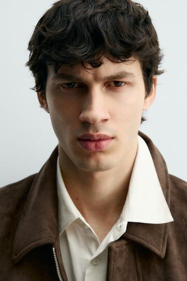 RELAXED FIT FAUX SUEDE JACKET - Brown by Zara - Image 5