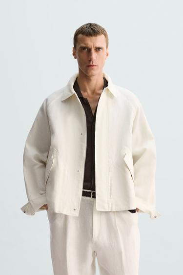 CAZADORA ALGODÓN - LINO LIMITED EDITION - Blanco roto de Zara