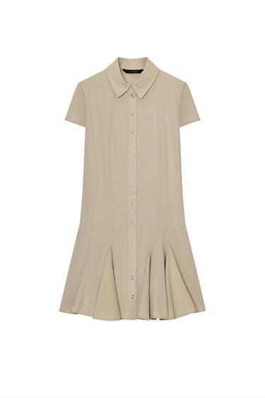 Zara SHORT SHIRT DRESS - Straw