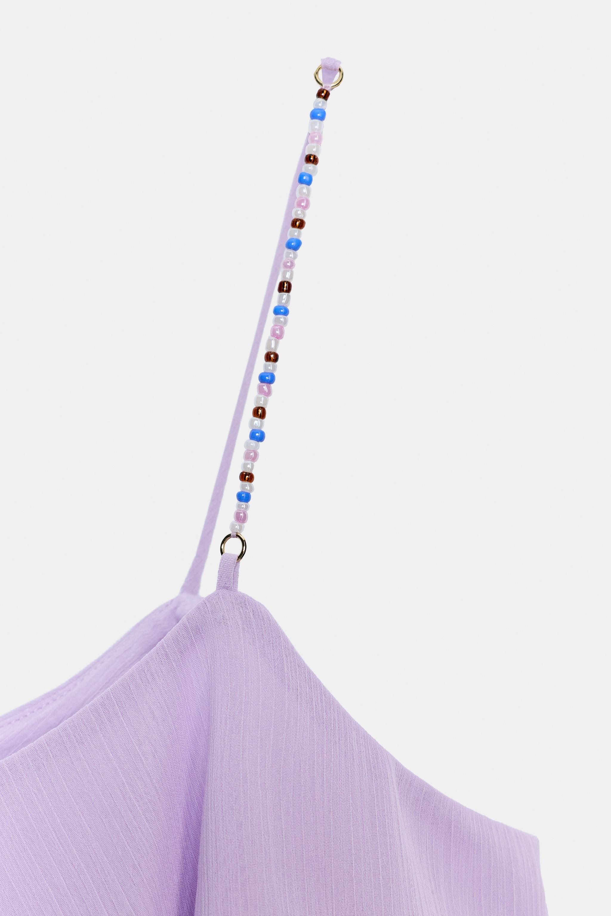 BEADED RUFFLE STRAP TOP