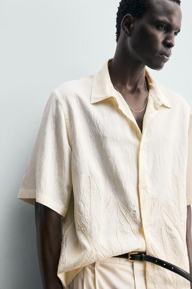 CHEMISE BRODERIE FLORALE - Écru / Chiné de Zara - Image 5