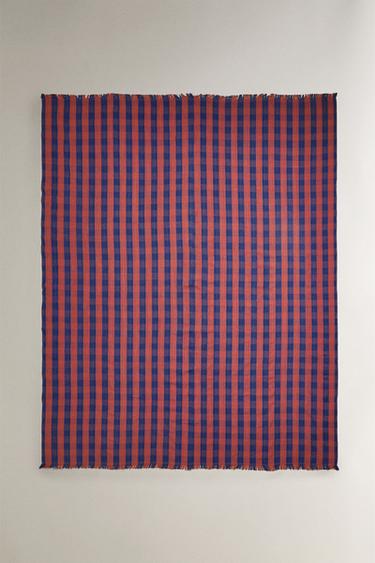 PLAID MULTIFONCTION COTON CARREAUX X TENSIRA - Rouge de Zara - Image 0
