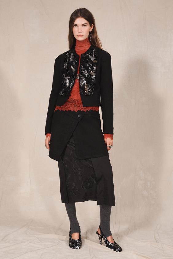 100% WOOL BEADED LIMITED EDITION JACKET - Black by Zara - Image 0
