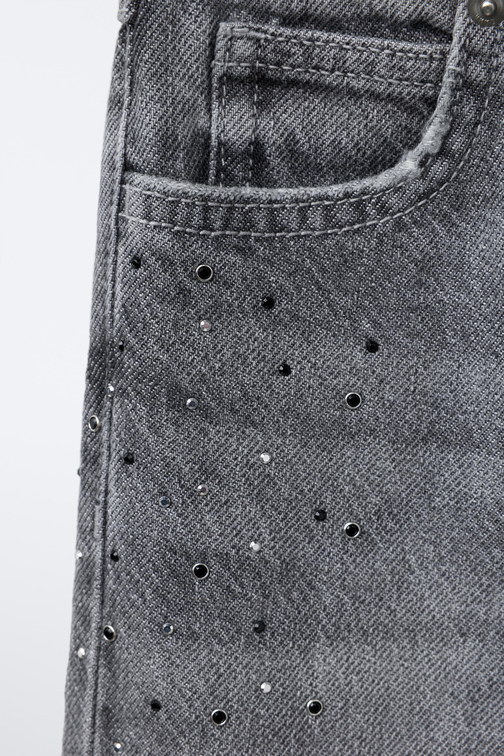 RHINESTONE WIDE LEG JEANS