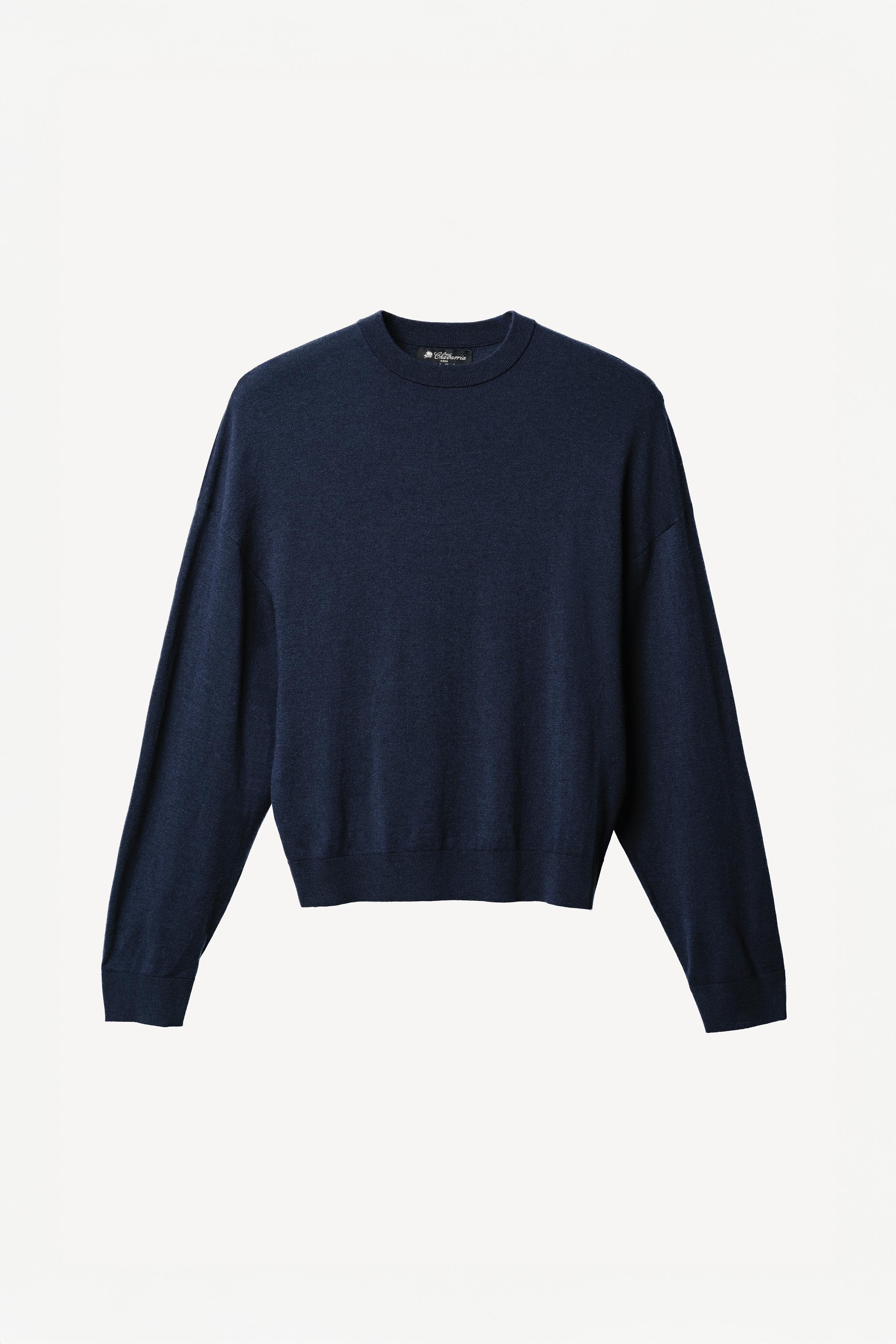 WILLY CHAVARRIA X ZARA ウール混軽量セーター - ネイビーブルー WILLY CHAVARRIA X ZARA ウール混軽量セーター - ネイビーブルー