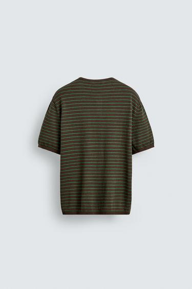 T-SHIRT EN MAILLE COL BOUTONNÉ COTON-LIN - Marron de Zara - Image 7