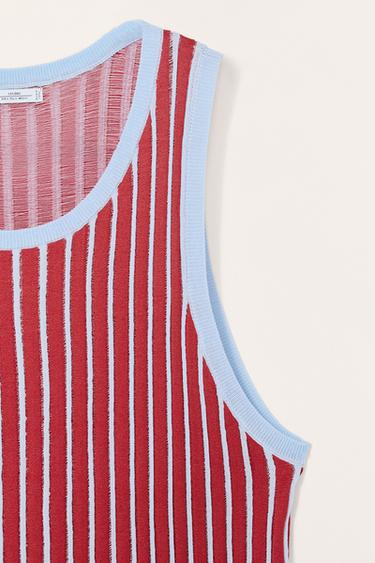 STRIPED JACQUARD KNIT TANK LIMITED EDITION - Red Stripe by Zara - Image 6