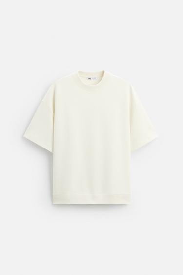 سويت شيرت INTERLOCK تقني - أبيض مكسور by Zara