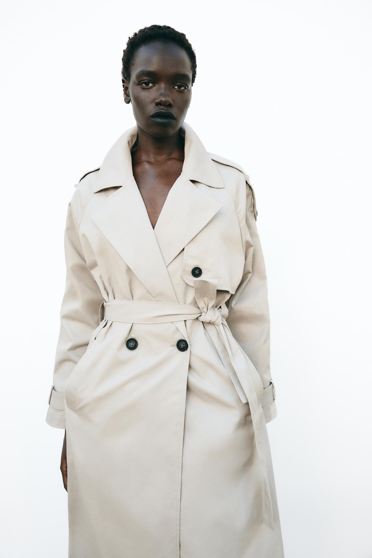 LONG DOUBLE-BREASTED TRENCH COAT WITH BELT