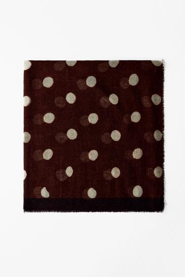 POLKA DOT PRINTED SCARF - Brown by Zara