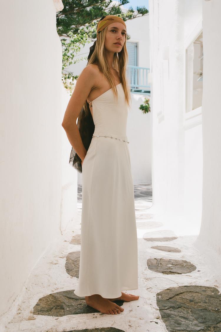 JUPE MI-LONGUE SATINÉE Écru ZARA France