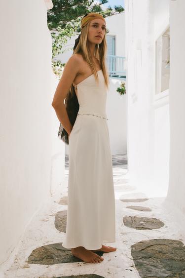 SATIN MIDI SKIRT - Ecru by Zara