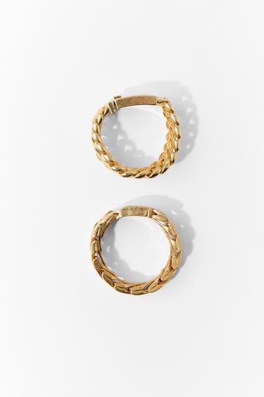 حزمة من سوارين معدنيين سميكين - ذهبي الخاص بـ Zara