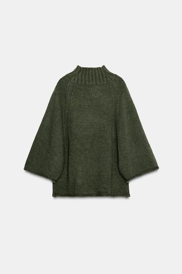 KNIT PONCHO SWEATER - Mid-green by Zara - Image 6