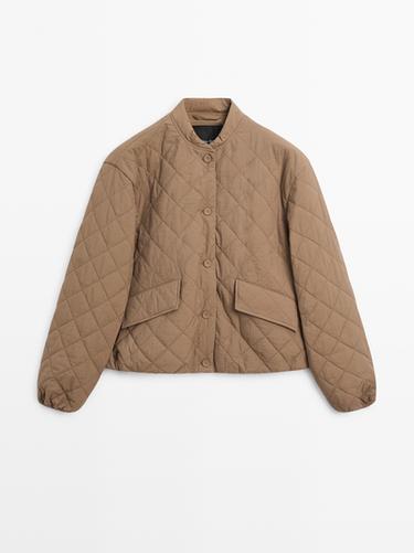 Zara Cropped down bomber jacket - Earth - Image 0