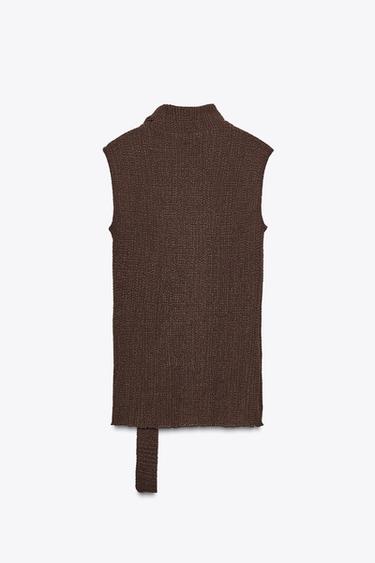 TOP FOULARD TEXTURÉ - Marron foncé de Zara - Image 1