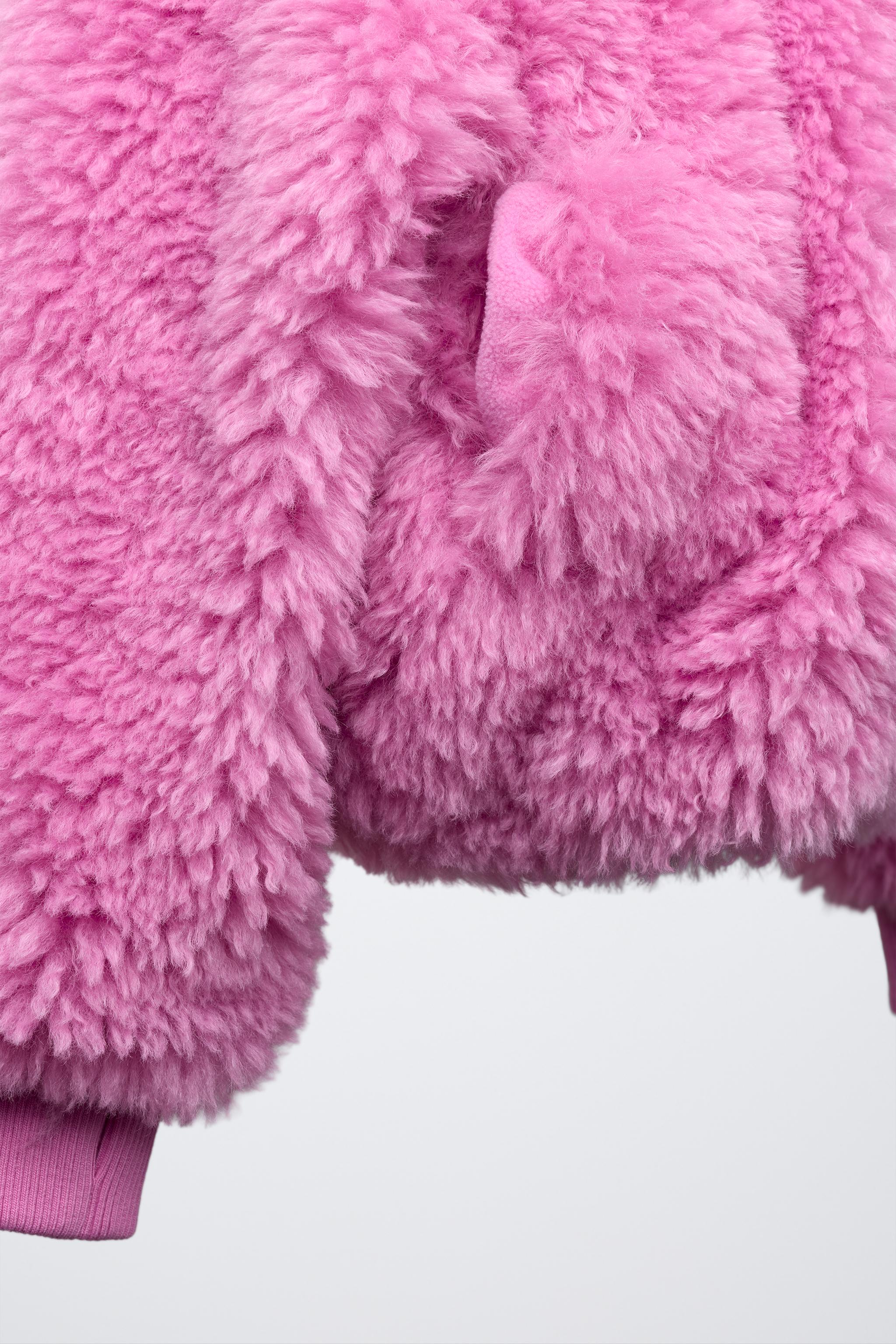 FAUX FUR JACKET WITH HOODIE